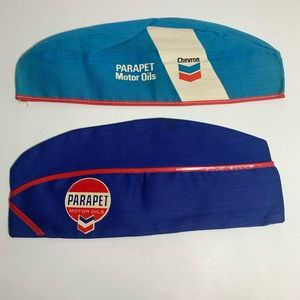 Vintage Chevron Parapet Service Attendant Hat - Lot of 2